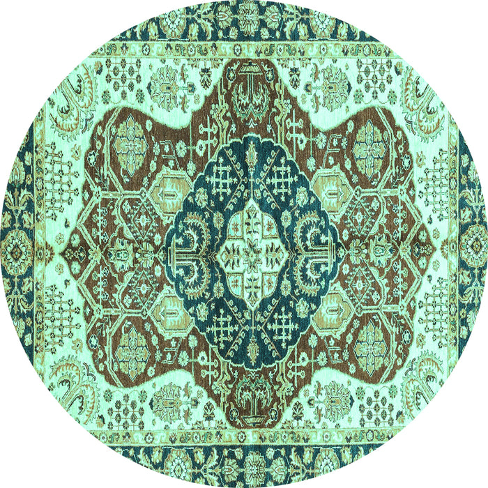 Round Abstract Turquoise Modern Rug, abs3357turq