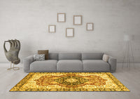 Machine Washable Abstract Yellow Modern Rug, wshabs3357yw