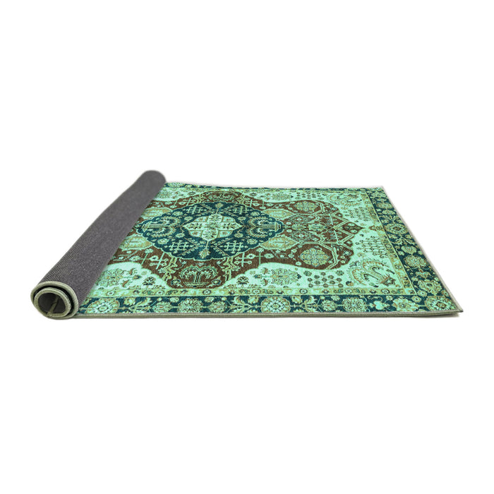 Sideview of Abstract Turquoise Modern Rug, abs3357turq