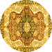 Round Abstract Yellow Modern Rug, abs3357yw