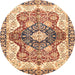 Round Machine Washable Abstract Chestnut Red Rug, wshabs3357