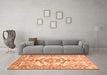 Machine Washable Abstract Orange Modern Area Rugs in a Living Room, wshabs3358org