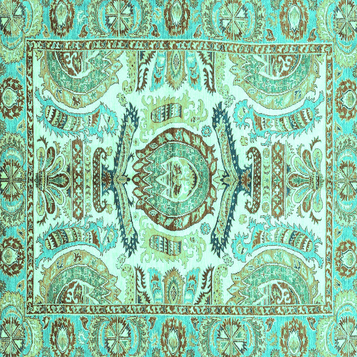 Square Abstract Turquoise Modern Rug, abs3358turq