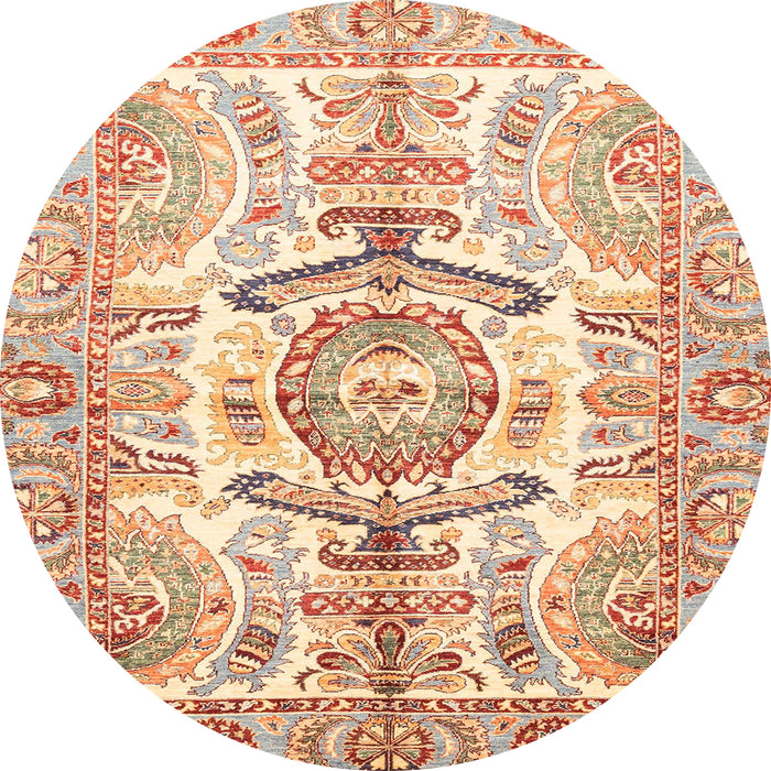 Round Abstract Orange Modern Rug, abs3358