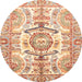 Round Abstract Orange Modern Rug, abs3358