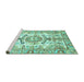 Sideview of Machine Washable Abstract Turquoise Modern Area Rugs, wshabs3358turq