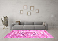 Machine Washable Abstract Pink Modern Rug, wshabs3358pnk