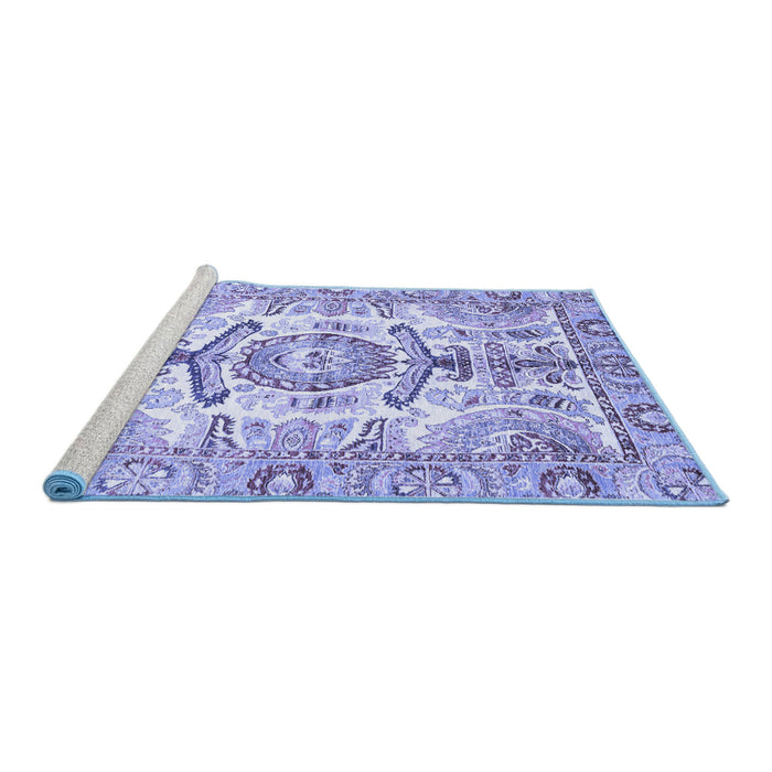 Sideview of Machine Washable Abstract Blue Modern Rug, wshabs3358blu