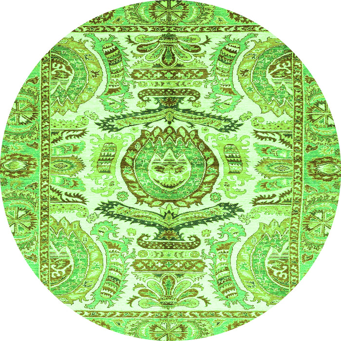 Round Abstract Green Modern Rug, abs3358grn