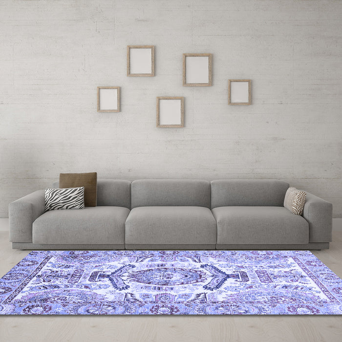 Machine Washable Abstract Blue Modern Rug in a Living Room, wshabs3358blu