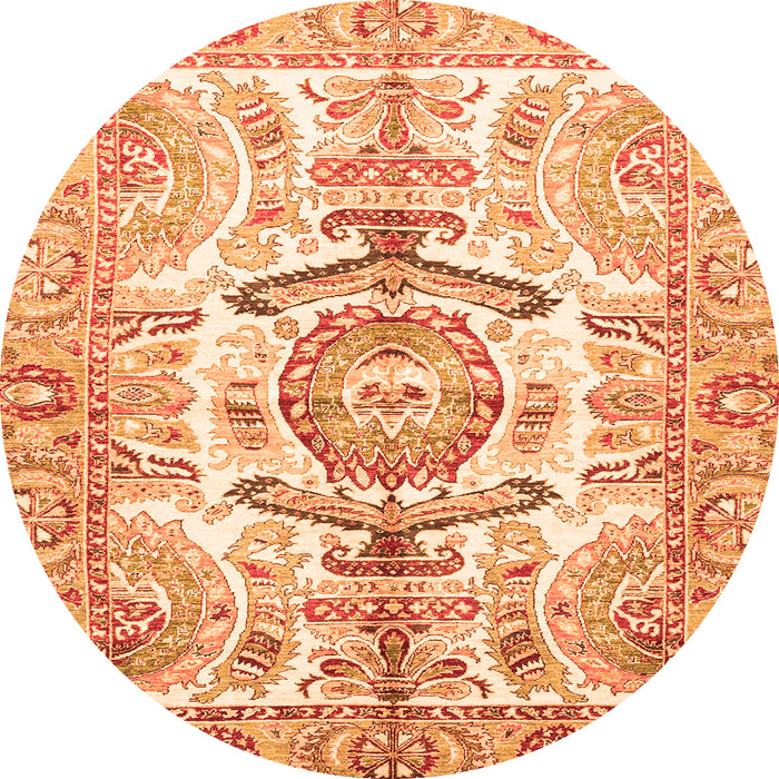 Round Abstract Orange Modern Rug, abs3358org