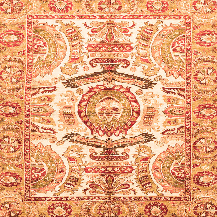 Square Machine Washable Abstract Orange Modern Area Rugs, wshabs3358org