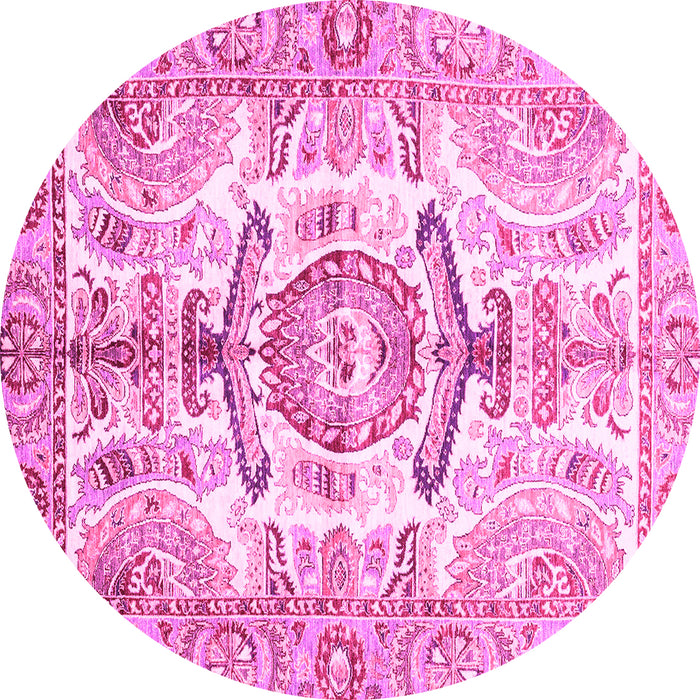 Round Abstract Pink Modern Rug, abs3358pnk