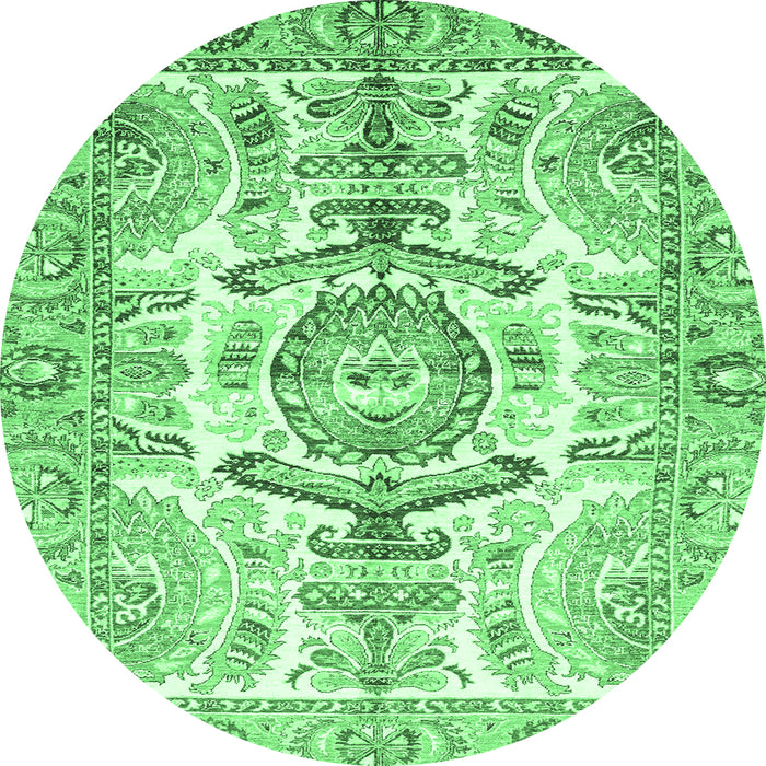 Round Abstract Emerald Green Modern Rug, abs3358emgrn