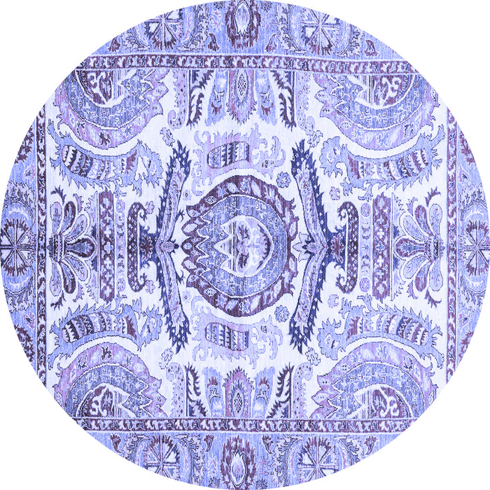 Round Abstract Blue Modern Rug, abs3358blu