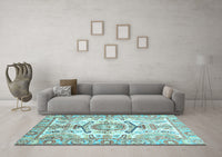 Machine Washable Abstract Light Blue Modern Rug, wshabs3358lblu