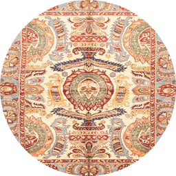 Round Machine Washable Abstract Orange Rug, wshabs3358