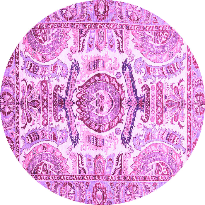 Round Machine Washable Abstract Purple Modern Area Rugs, wshabs3358pur