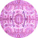 Round Machine Washable Abstract Purple Modern Area Rugs, wshabs3358pur