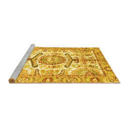 Sideview of Machine Washable Abstract Yellow Modern Rug, wshabs3358yw
