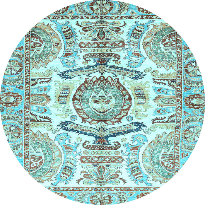 Round Machine Washable Abstract Light Blue Modern Rug, wshabs3358lblu