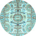 Round Machine Washable Abstract Light Blue Modern Rug, wshabs3358lblu