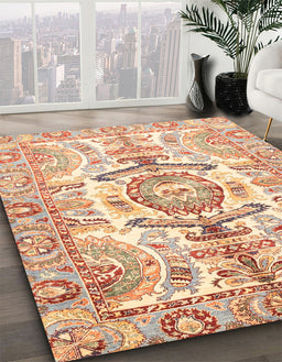 Machine Washable Abstract Orange Rug in a Family Room, wshabs3358