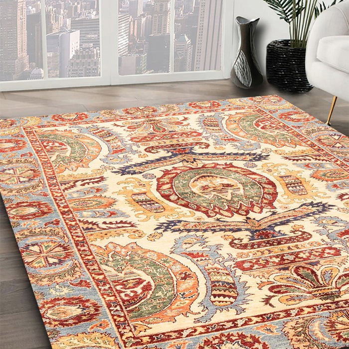 Machine Washable Abstract Orange Rug in a Family Room, wshabs3358