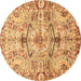 Round Machine Washable Abstract Brown Modern Rug, wshabs3359brn