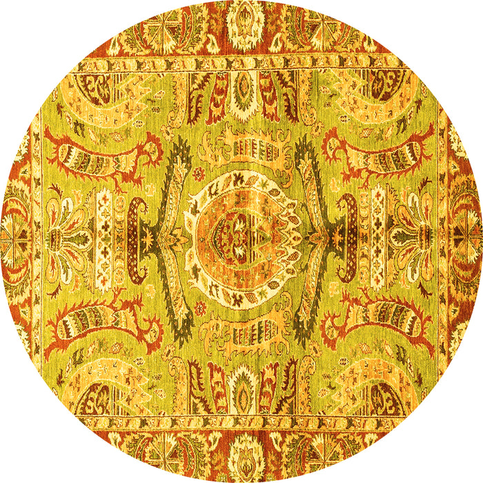 Round Abstract Yellow Modern Rug, abs3359yw