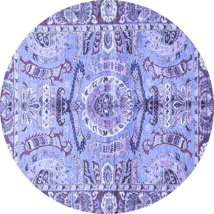 Round Machine Washable Abstract Blue Modern Rug, wshabs3359blu