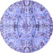 Round Machine Washable Abstract Blue Modern Rug, wshabs3359blu