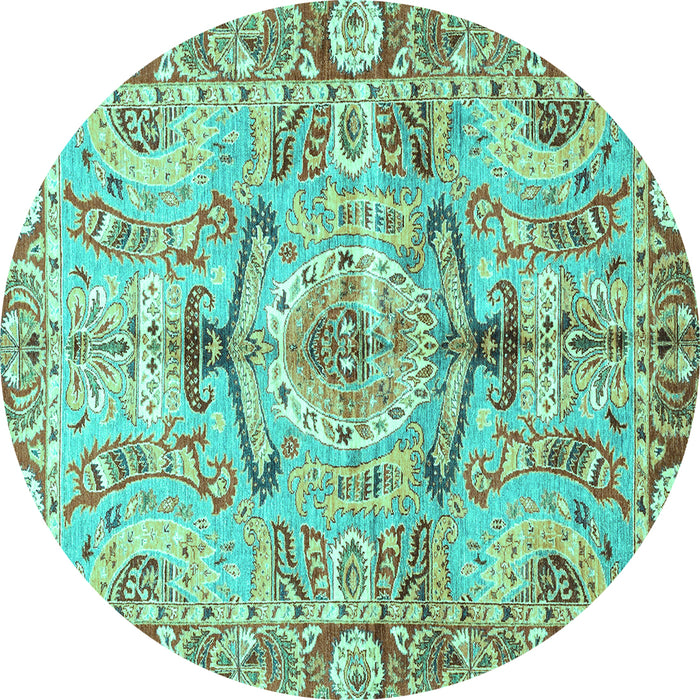 Round Abstract Turquoise Modern Rug, abs3359turq