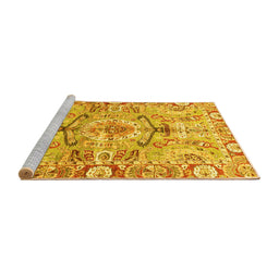 Sideview of Machine Washable Abstract Yellow Modern Rug, wshabs3359yw
