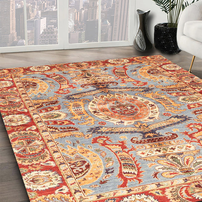 Machine Washable Abstract Red Rug in a Family Room, wshabs3359