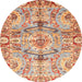 Round Abstract Red Modern Rug, abs3359