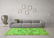 Machine Washable Abstract Green Modern Area Rugs in a Living Room,, wshabs3359grn