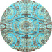 Round Machine Washable Abstract Light Blue Modern Rug, wshabs3359lblu