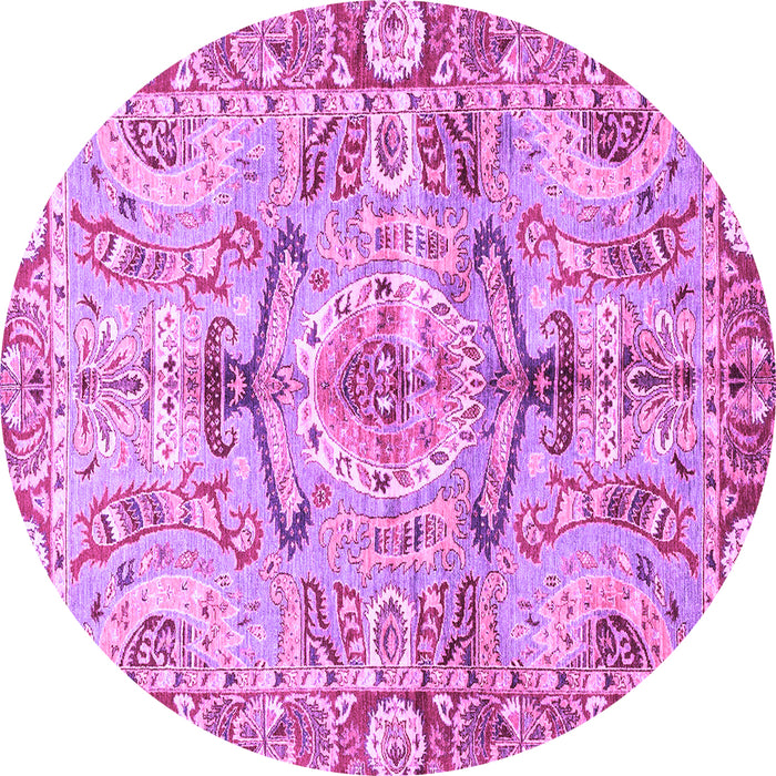 Round Abstract Purple Modern Rug, abs3359pur