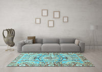 Machine Washable Abstract Light Blue Modern Rug, wshabs3359lblu