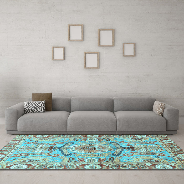 Machine Washable Abstract Light Blue Modern Rug in a Living Room, wshabs3359lblu