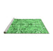 Sideview of Machine Washable Abstract Emerald Green Modern Area Rugs, wshabs3359emgrn