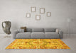 Machine Washable Abstract Yellow Modern Rug in a Living Room, wshabs3359yw