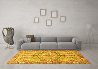 Machine Washable Abstract Yellow Modern Rug, wshabs3359yw