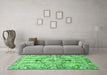 Machine Washable Abstract Emerald Green Modern Area Rugs in a Living Room,, wshabs3359emgrn