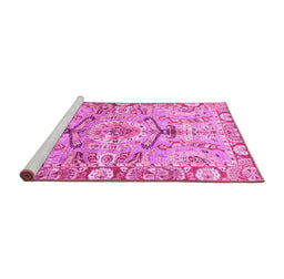 Sideview of Machine Washable Abstract Pink Modern Rug, wshabs3359pnk
