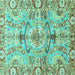 Square Machine Washable Abstract Turquoise Modern Area Rugs, wshabs3359turq