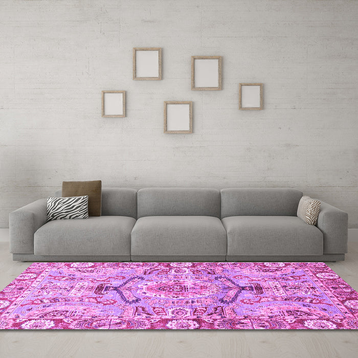 Machine Washable Abstract Purple Modern Area Rugs in a Living Room, wshabs3359pur