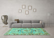 Machine Washable Abstract Turquoise Modern Area Rugs in a Living Room,, wshabs3359turq