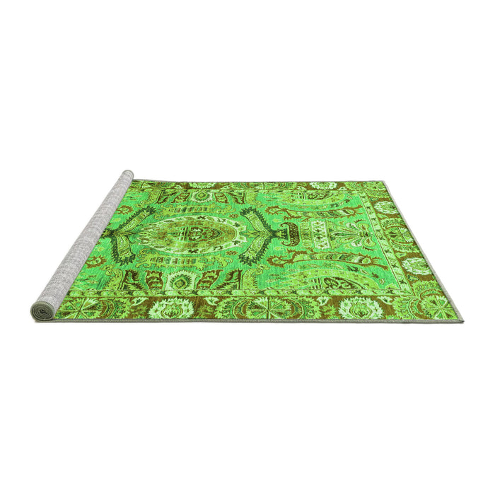 Sideview of Machine Washable Abstract Green Modern Area Rugs, wshabs3359grn